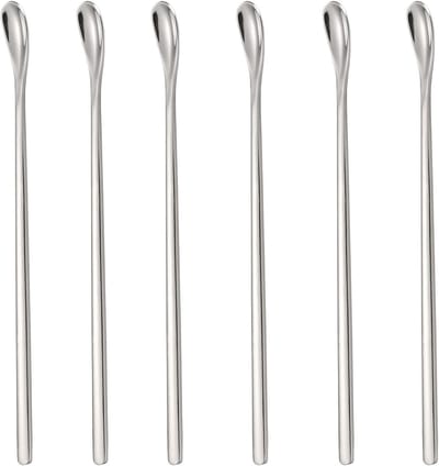 Roestvrijstalen lepels - Roerlepels set - Dranken mengen - Lange steel ontwerp - 6 stuks - Zilver