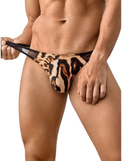Sexy Luipaardstring voor Heren - Mesh Doorschijnende Tailleband - Verleidelijk Ondergoed - L | LekkerStout | ( LS306 )