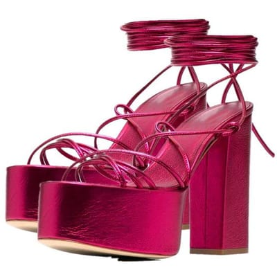 Nieuwe Zomer Kruis-Geknoopte Sandalen Dames Sexy Dikke Hoge Hakken Plateau Schoenen Dames Mode Ronde Neus Feest Sandalias De Las Mujeres 34 paars