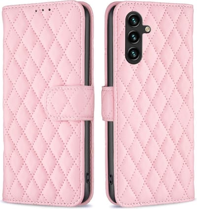 BINFEN Hoesje - Geschikt voor Samsung Galaxy A55 Hoesje - BINFEN Rhombus Book Case - Pink