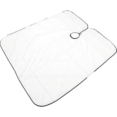 Cape de Barbier Imperméable Résistante à la Teinture Légère Cape de Coupe de Cheveux pour Adulte Utilisation à Domicile Salon blanc