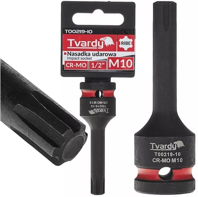 Tvardy slagdop RIBE M10 - chroom-molybdeenstaal - aansluiting 12,7 mm vierkant - voor slagsleutel - zwart - autowerkplaats en machinebouw