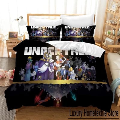 3D Geprint Undertale Game Frisk Sans Papyrus Beddengoedset Jongens Meisjes Eenpersoons Tweepersoons Maat Dekbedovertrek Kussensloop Bed Kinderen Volwassenen EU Single 135x200cm