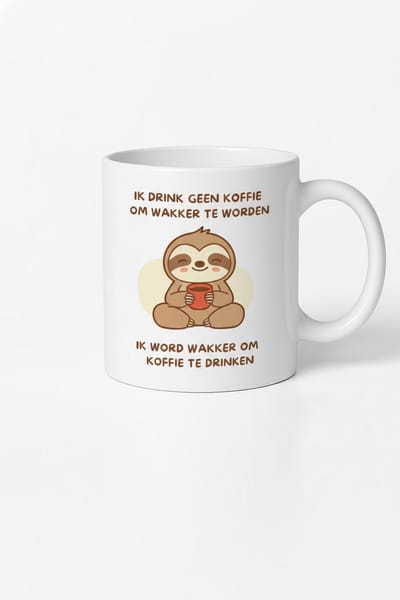 Grappige Sloth Koffiemok - "Ik Drink Geen Koffie Om Wakker Te Worden