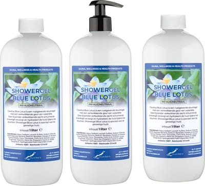 Claudius Douchegel Blue Lotus 1 liter - set van 3 stuks - met gratis pomp - Showergel