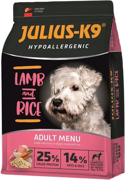Julius-K9 - Lamb & Rice - Hypoallergeen hondenvoer voor volwassen honden met lam & rijst - Kleine hondenbrokken voor gevoelige kleine honden- 3kg