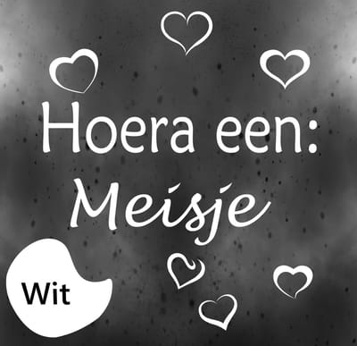 Jerma - Geboorte raamsticker - Hoera een meisje - Wit - ± 7 x 55 cm - Zelfklevend - Weerbestendig