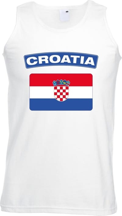 Kroatie singlet shirt/ tanktop met Kroatische vlag wit heren S