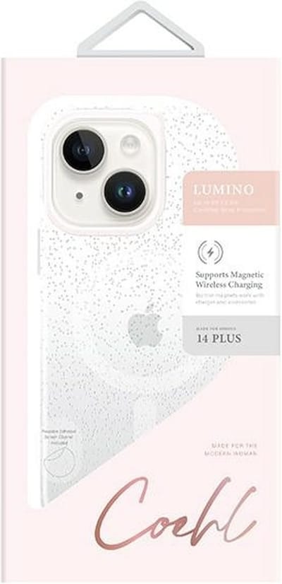 UNIQ Coehl Lumino Back Cover hoesje met MagSafe voor Apple iPhone 15 Plus/14 Plus - Zilver