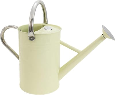 Metalen gieter 45 l vintage crème roestbestendig gegalvaniseerd - handvat afneembare roos klassiek tuingereedschap - staal