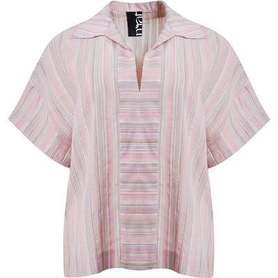Gestreepte blouse van katoen en linnen voor vrouwen Mat Fashion