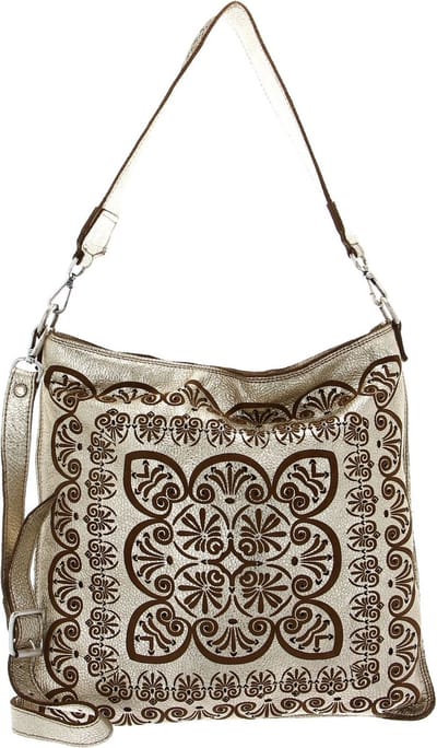 CATERINA LUCCHI Leren Schoudertas Peperomia Shoulder Bag Platino + T / Cognac Goudkleurig