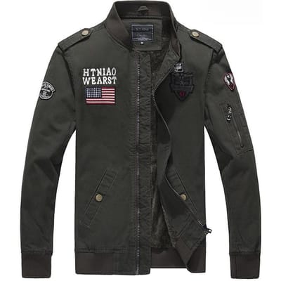 Veste Militaire Homme Grande Taille Col Montant Velours Épaisse Coton Pur Lavée Veste Décontractée XXXXL black