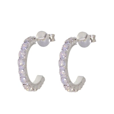 Behave – Oorbellen – 925 Sterling Zilveren Oorringen met Melk wit Kristal steentjes
