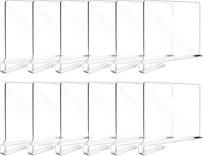 Plankverdeler - 12 Stuks - Transparant - Acryl - Kledingkast Organizer - Plank Organizer - Boekenstandaard - Plank Verdeler