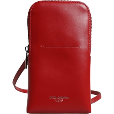 Dolce & Gabbana Rode Leren Handtas Telefoon Sling Crossbody Halsoverkop Tas