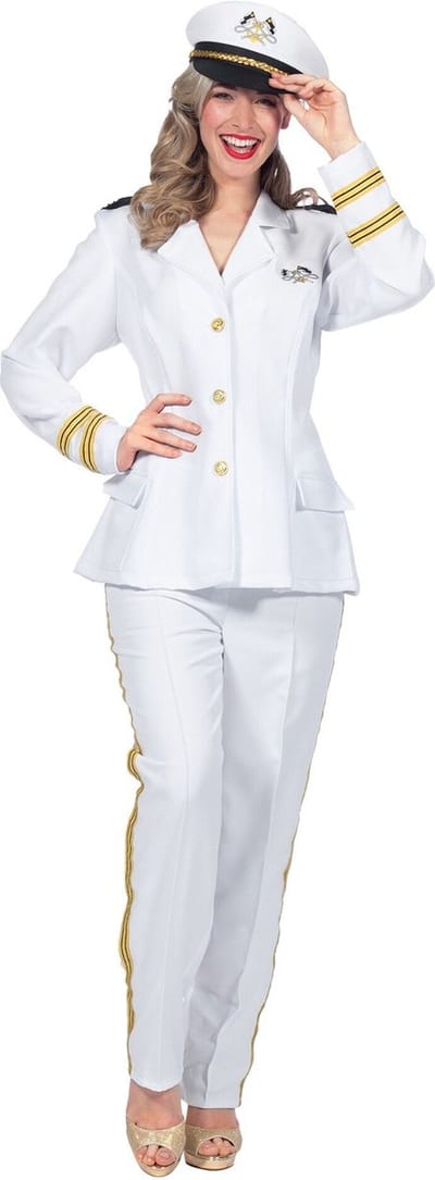 Luxe Navy Officier Kostuum Wit Dames - Maat 36