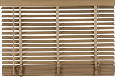 Houten Jaloezie Naturel - 120x130 cm (BxH) - Raamdecoratie - Lamelbreedte 50 mm - inc. Bedieningskoord en Draaistang - Eenvoudig op maat maken en monteren