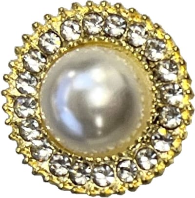 Hoofddoek Magneet - Magneet Broche Mini - Magneetbroche - Parel Met Strass - Magnetische Broche - Sjaal - Hijab - Abaya - 17mm - Goudkleurig