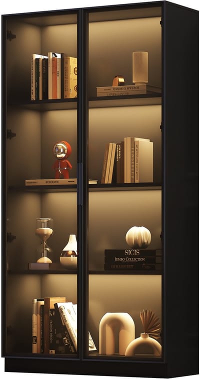 Zwarte aluminium omlijste glazen kast 80*40160cm voor binnenopslag en presentatie
