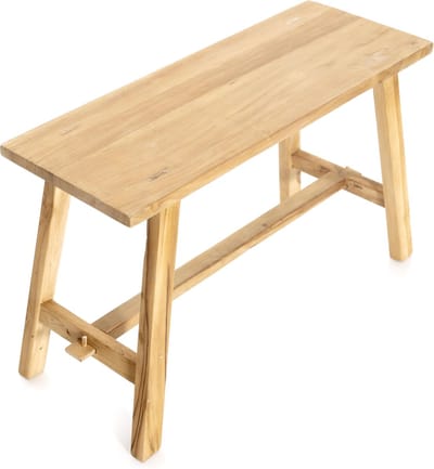 Houten Bankje Ganesja Large - L78 x B30 x H50 cm | Gerecycled Teakhout | Handgemaakt | Rustiek en Duurzaam