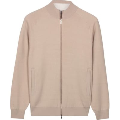 Thomas Maine Vest Cardigan Zip Double Knit Cotton Plated Licht Beige / male
