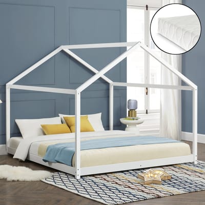 Kinderbed Cerro huisbed met matras 160x200 cm wit