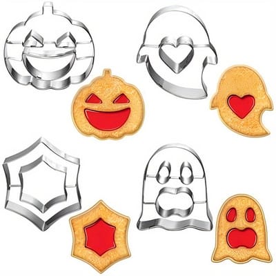 Halloween Koekjesvorm - Uitsteekvormpjes - Koekjes uitsteker - Cookie cutter -Hoogwaardig roestvrij staal- 4-delige set -Verbeterde versie van 2025- Spookthema - Halloween Accessoires-DIY koekjes - bakbenodigdheden