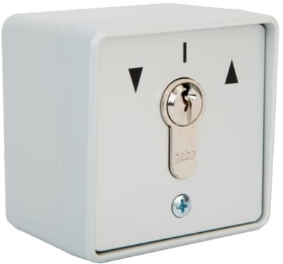 Kunststof sleutelschakelaar met aluminium frontpaneel IP54 - 2-knops, tweezijdige impulswerking voor garagedeuren
