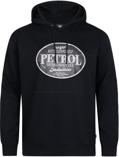 Petrol Industries - Heren Plus Size Hoodie met print CarreraSur - Zwart - Maat 3XL