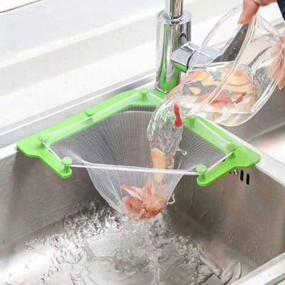 longziming -Spoelbak Hoekfilter - Gootsteen Afvoerbeschermer - Driehoekige Opvangzak - Optimaliseert Hoekruimte - Filtert Fijn Vuil - Duurzaam PP Materiaal - Zelfklevende Montage - Voorkomt Verstoppingen - 1 Stuk