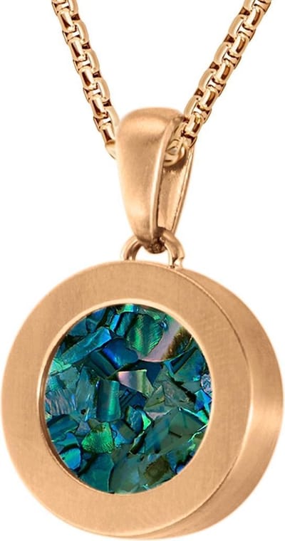 Quiges 12mm Mini Munt Hanger Rosékleurig RVS Mat met Schelp Blauwe Vlokjes Munt en Box Ketting Ankerketting 42-46cm