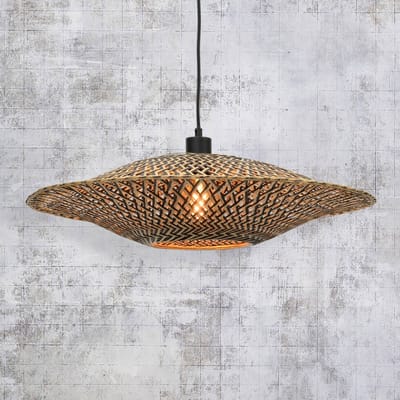 GOOD&MOJO Hanglamp Bali - Bamboe/Zwart - Ø60cm - Scandinavisch,Bohemian - Hanglampen Eetkamer, Slaapkamer, Woonkamer