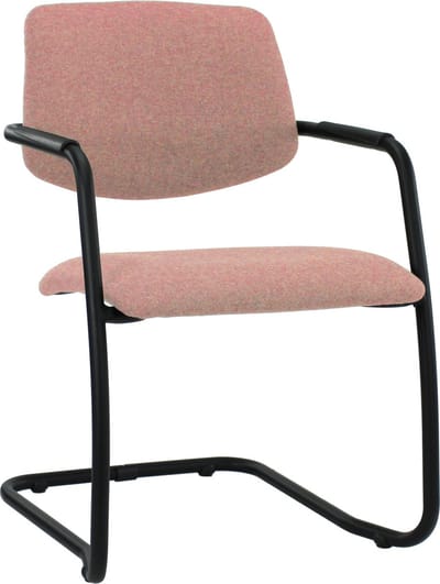 Workliving Vergaderstoel X5 - Sledeframe - Wolvilt Fenice 152 zachtroze - frame zwart