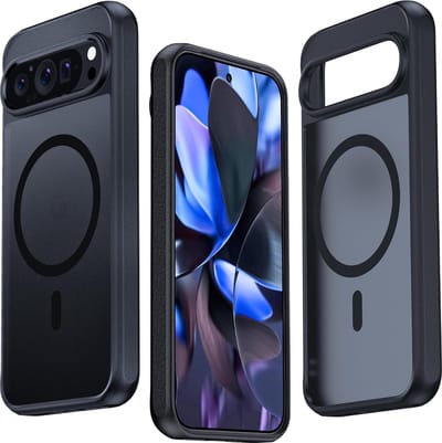 Casemania Hoesje Geschikt voor Google Pixel 9 Pro - Zwart - Matte Armor Back Cover - Geschikt voor MagSafe