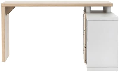 Vente-unique Hoekbureau met opbergruimtes ALDRIC III - Wit & Eiken