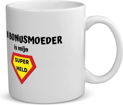 Akyol - mijn bonusmoeder is mijn superheld koffiemok - theemok - Mama - super bonusmoeder - moeder cadeautjes - moederdag - verjaardag - geschenk - kado - 350 ML inhoud