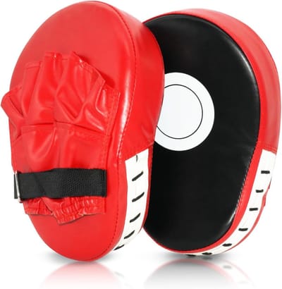 Bokshandschoenen Focus Pads - Training Pads Handen - Bokstraining Oefenen - Gebogen Ontwerp - 227 Gram - Zwart