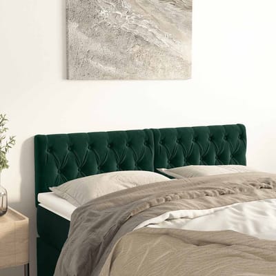 vidaXL - Hoofdborden - 160x7x78/88 - cm - fluweel - donkergroen