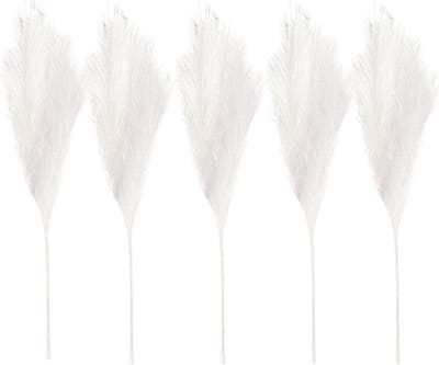 Kunstgras Boeket - Decoratie Gras - Woonkamer Decoratie - Valt Niet Uit - 70cm Hoog - Wit