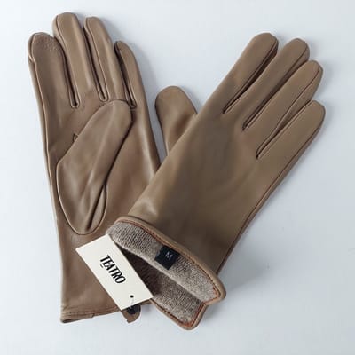 handschoen dames - maat M - Luxueuze Taupe handschoenen dames – hoogwaardig schapenleer (zacht & chique) - Italy