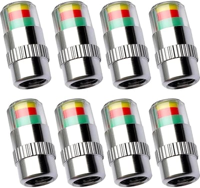 8 Stuks Bandenspanningssensor Ventieldoppen met 3-kleuren Indicator - Bandenspanningsmeter voor Auto, Motor en Fiets - Anti-diefstal Ventieldopjes