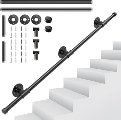 Leuning voor trappen, Couleeur relingtrappen binnen en buiten, gegalvaniseerde industriële antislip handgreep, veiligheidsleuning voor veiligheid, balkon, hal