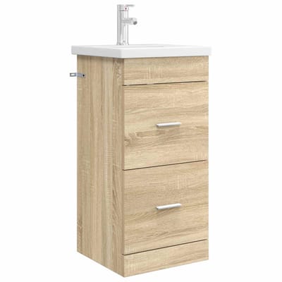vidaXL - Badkamer - Vanity - met - Wastafel - Sonoma - Eiken - 42 - x - 40 - x - 84,5 - cm