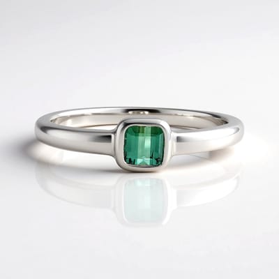 Cavill - Zilveren Damesring - 925 Sterling Zilver Platina Geplateerd - 0,288 ct Groene Benedito Toermalijn - Moderne Elegante Ring