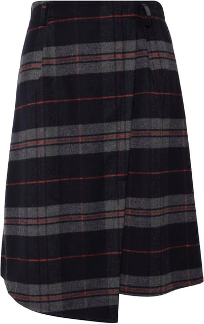 Ulla Popken - Dames - Traditionele rok ruit A-lijn wikkel-look - Multicolor - Maat 44