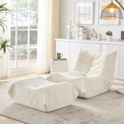 Sweiko Zitzak - Met voetenbank - Leesstoel - Eenpersoonsbank - Beige