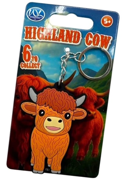 Schotse Hooglander Sleutelhanger – Bruine Koe – Highland Cow Sleutelhanger Dubbelzijds 6 cm – Boerderij Dier