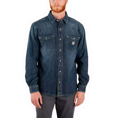 Carhartt Denim Snap Front Overhemd Met Lange Mouwen Blauw L Man
