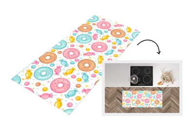 Keukenloper - Loper keuken - Snoep - Donuts - Patronen - 120x50 cm - Keukenloper vinyl
